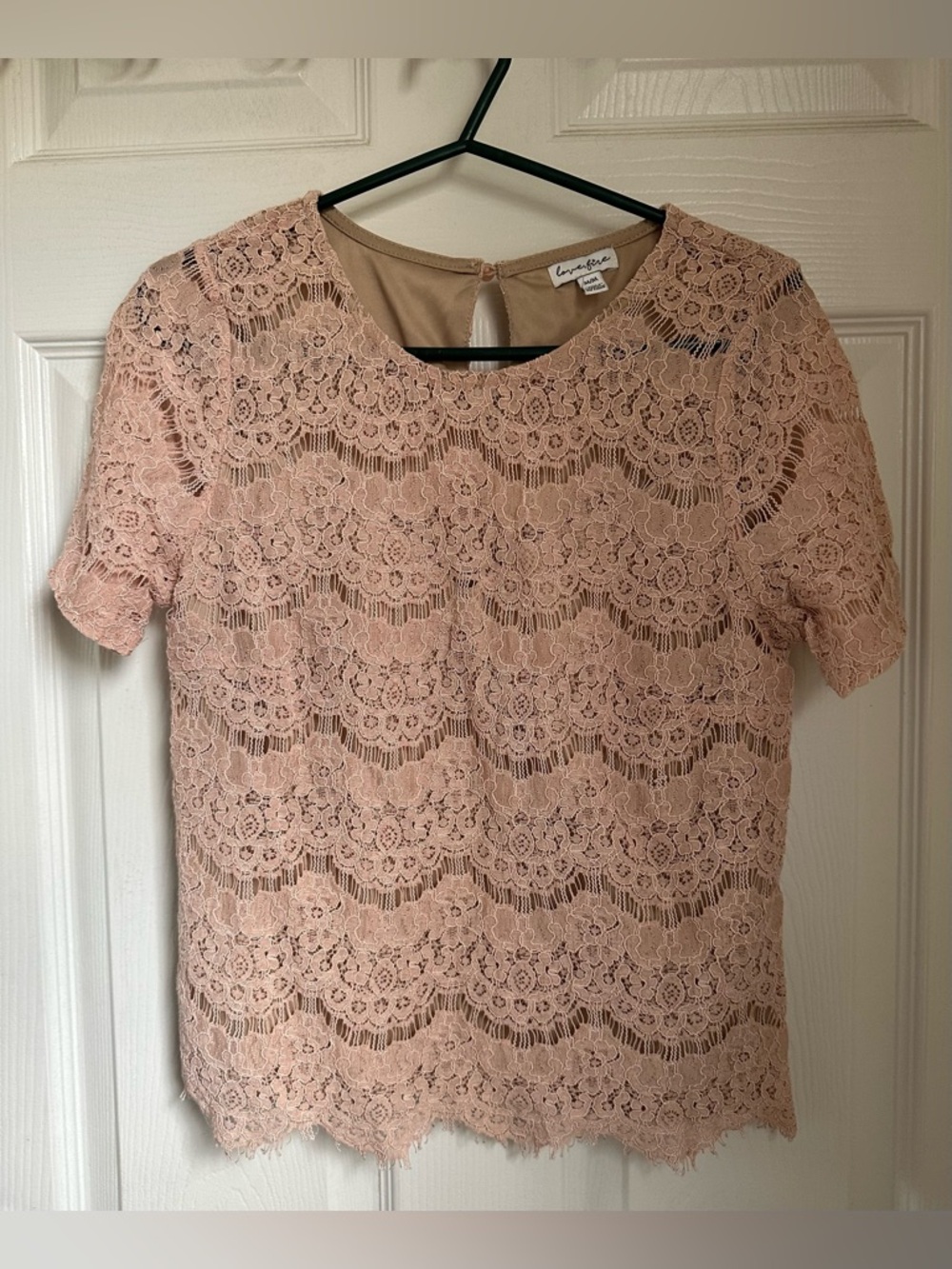 love, Fire Blush Pink Lace Short Sleeve Top